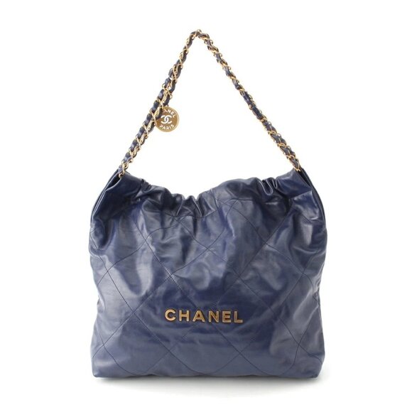 "Chanel Chanel 22 shiny calfskin Chain Shoulder Bag Black Gold Metal Fitting Pro - Picture 1 of 9
